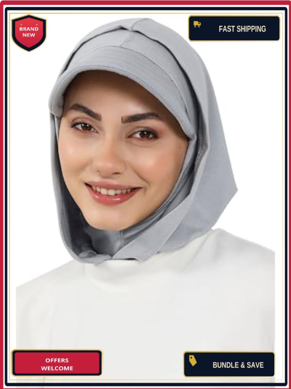 Full Coverage Cotton Bonnet Hijab with Visor Modest Underscarf